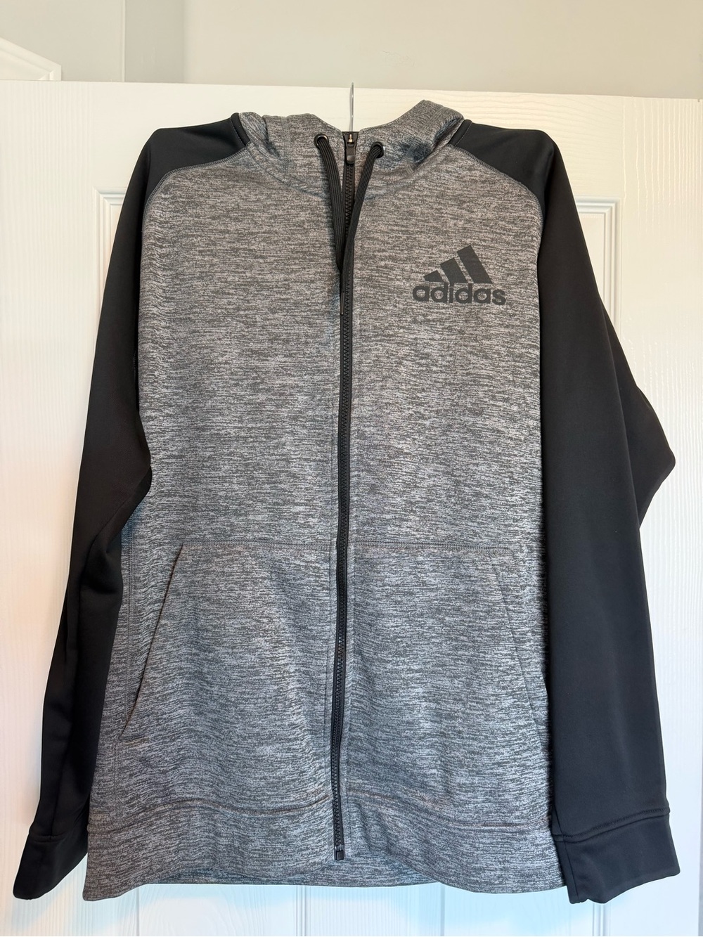 adidas ClimaWarm Heather Gray & Black Zip Hoodie